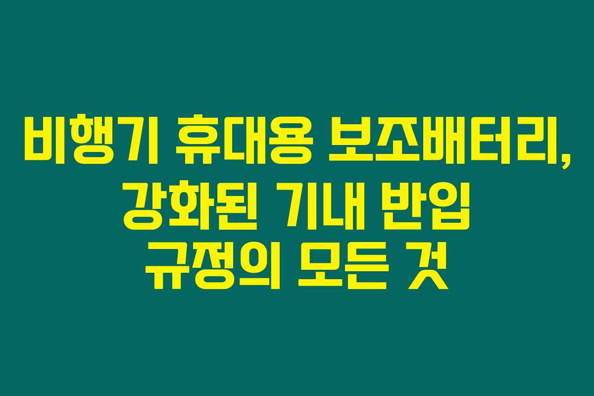 비행기 휴대용 보조배터리, 강화된 기내 반입 규정의 모든 것
