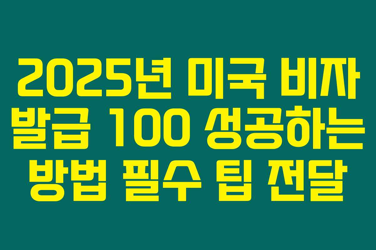 2025년 미국 비자 발급 100 성공하는 방법 필수 팁 전달