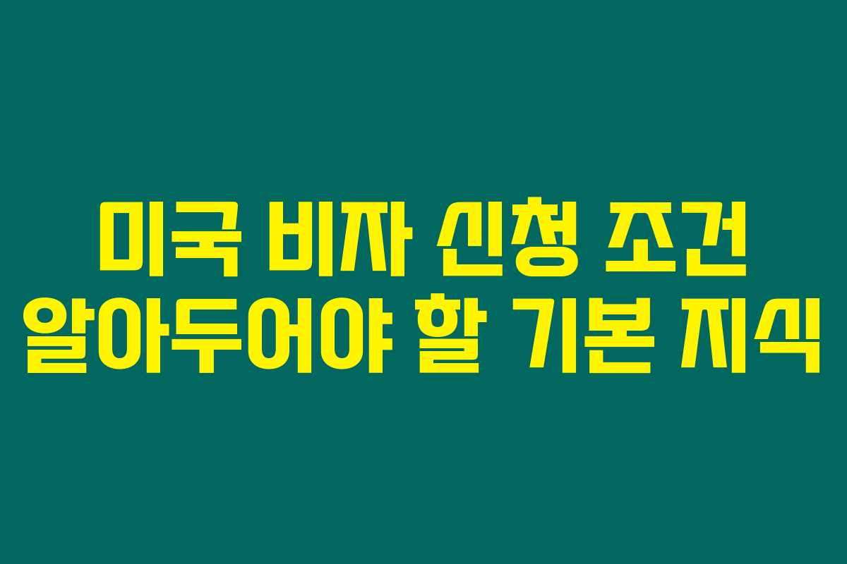 미국 비자 신청 조건 알아두어야 할 기본 지식