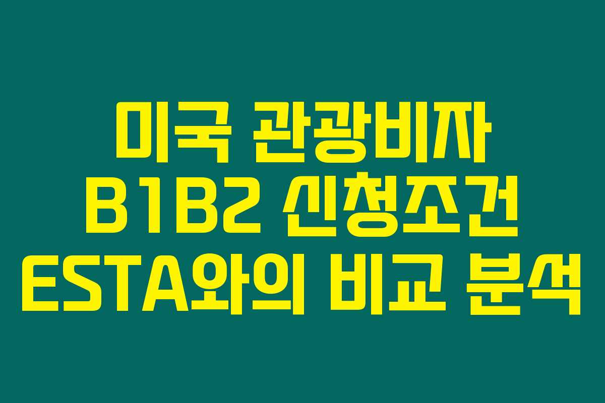 미국 관광비자 B1B2 신청조건 ESTA와의 비교 분석