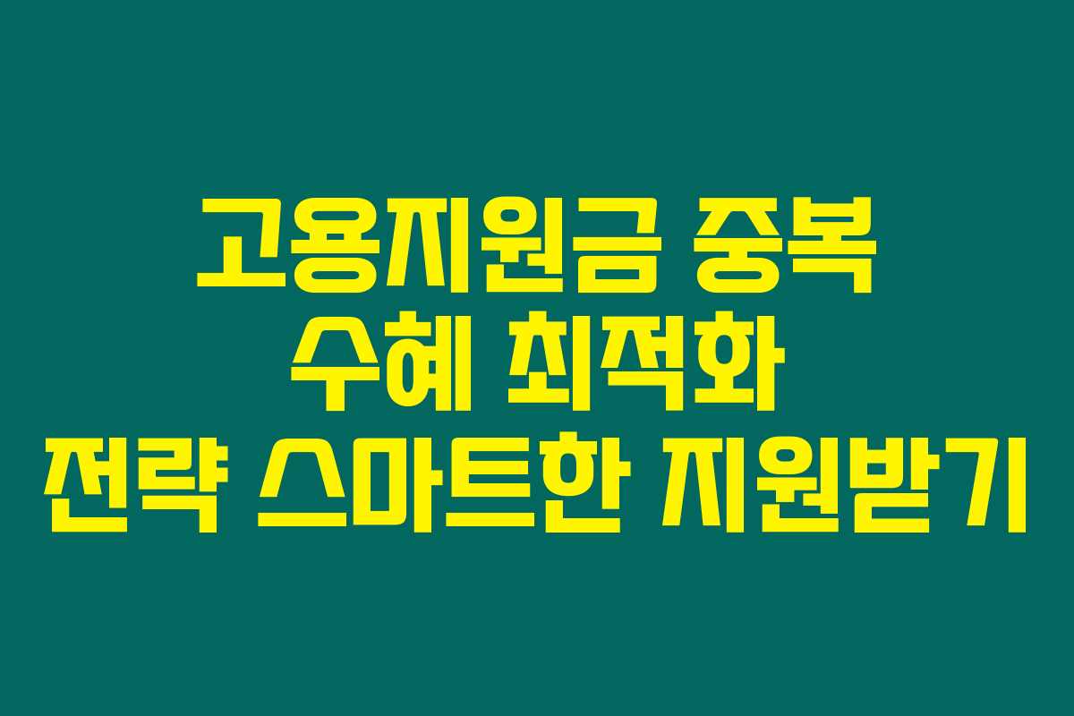 고용지원금 중복 수혜 최적화 전략 스마트한 지원받기