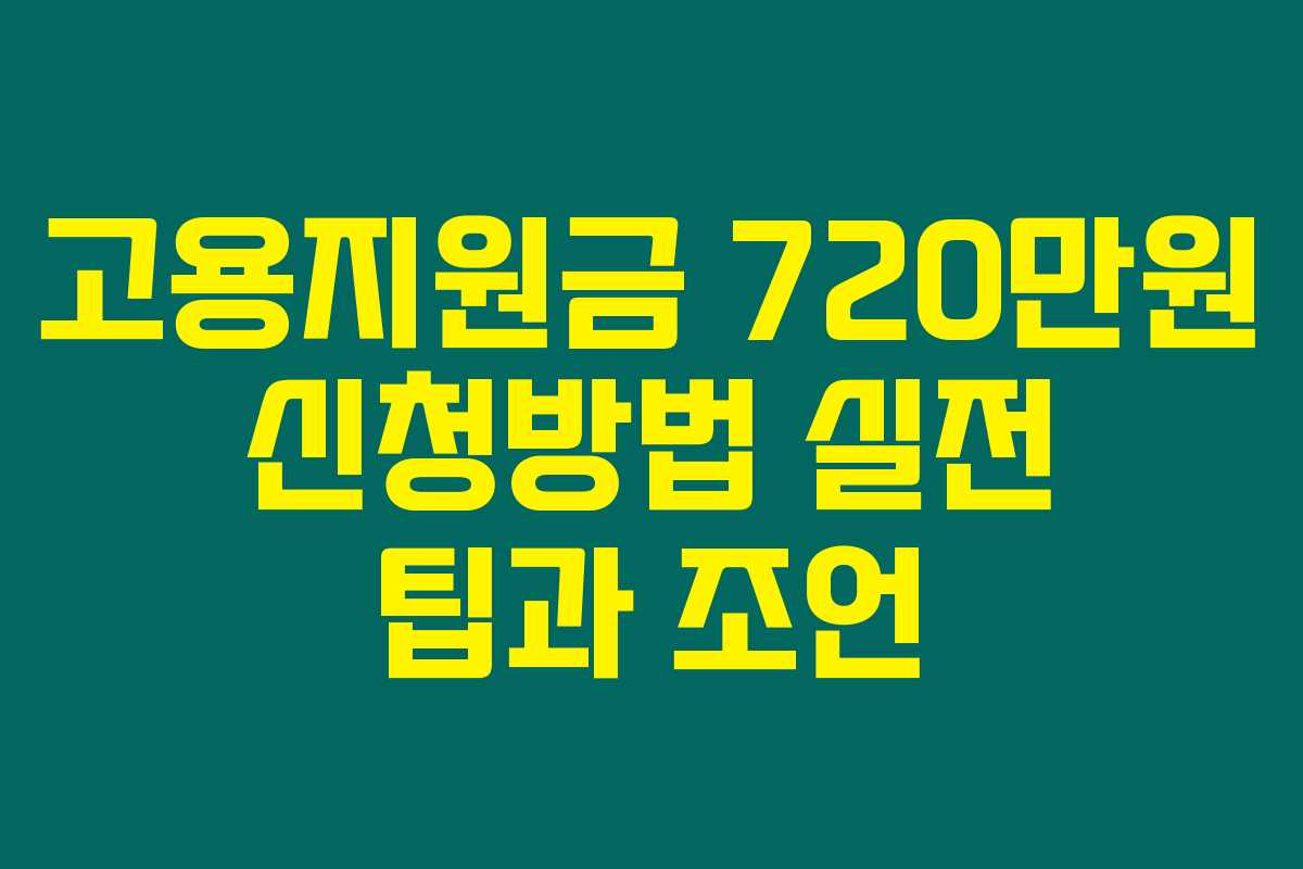 고용지원금 720만원 신청방법 실전 팁과 조언