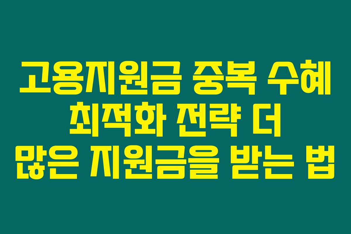 고용지원금 중복 수혜 최적화 전략 더 많은 지원금을 받는 법