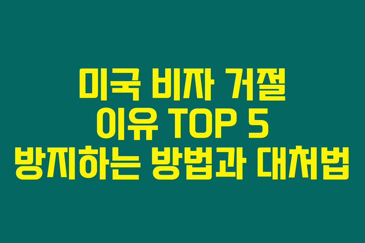 미국 비자 거절 이유 TOP 5 방지하는 방법과 대처법