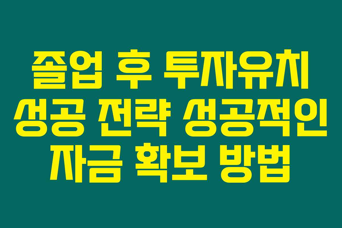 졸업 후 투자유치 성공 전략 성공적인 자금 확보 방법