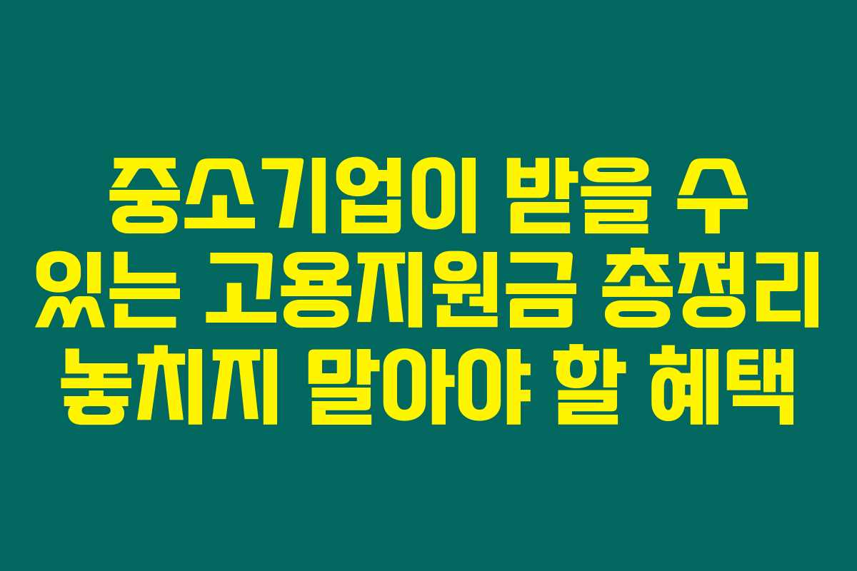 중소기업이 받을 수 있는 고용지원금 총정리 놓치지 말아야 할 혜택