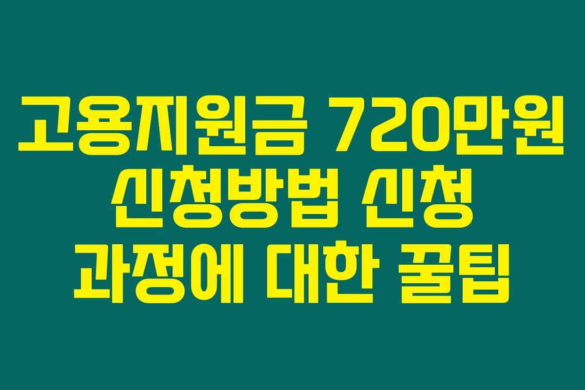 고용지원금 720만원 신청방법 신청 과정에 대한 꿀팁