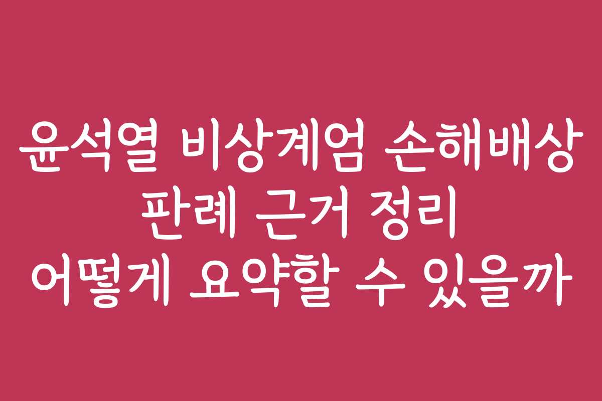 윤석열 비상계엄 손해배상 판례 근거 정리 어떻게 요약할 수 있을까