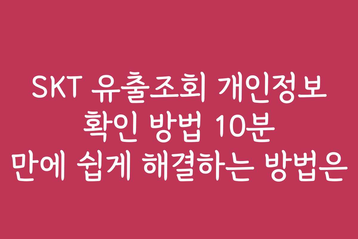 SKT 유출조회 개인정보 확인 방법 10분 만에 쉽게 해결하는 방법은