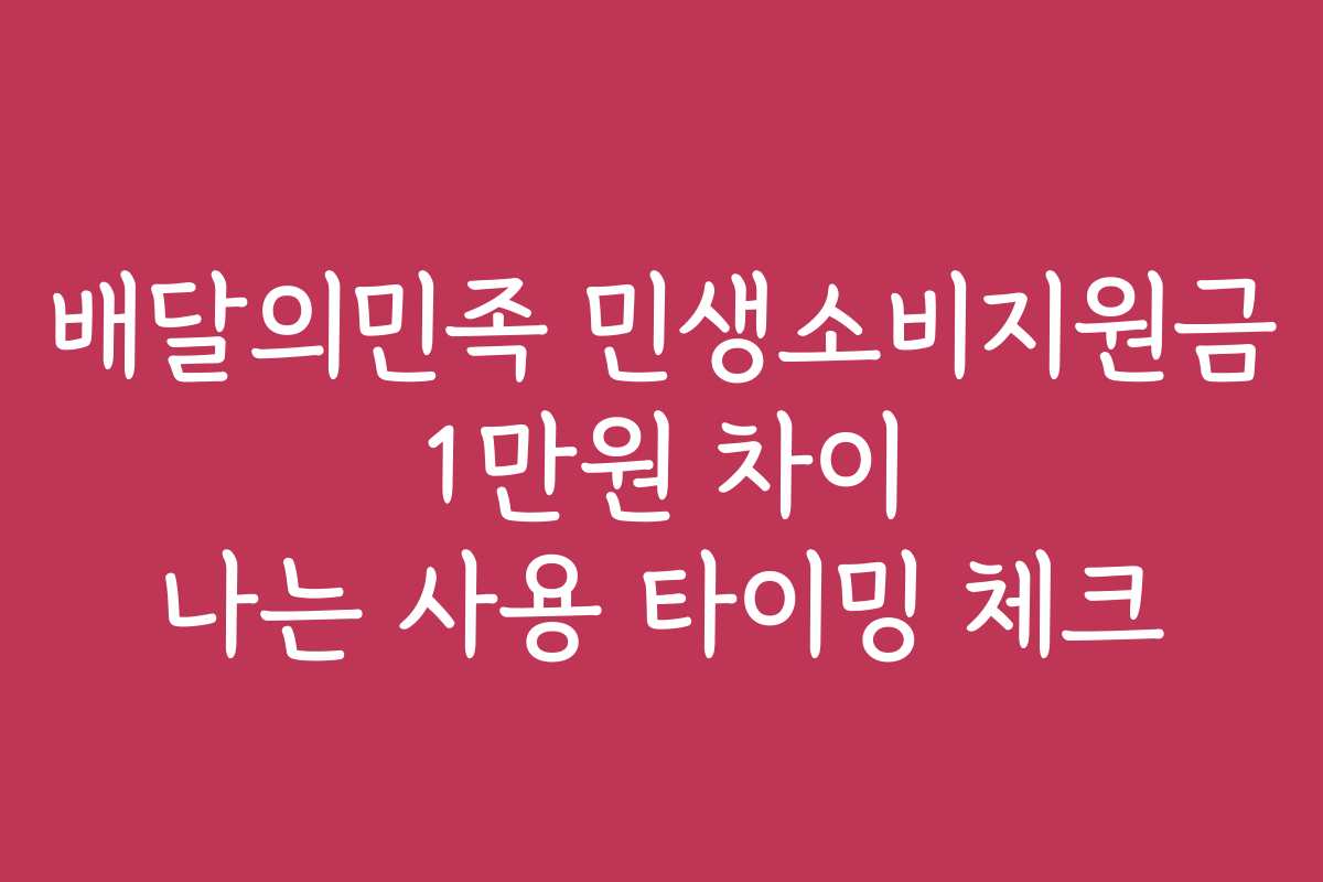 배달의민족 민생소비지원금 1만원 차이 나는 사용 타이밍 체크