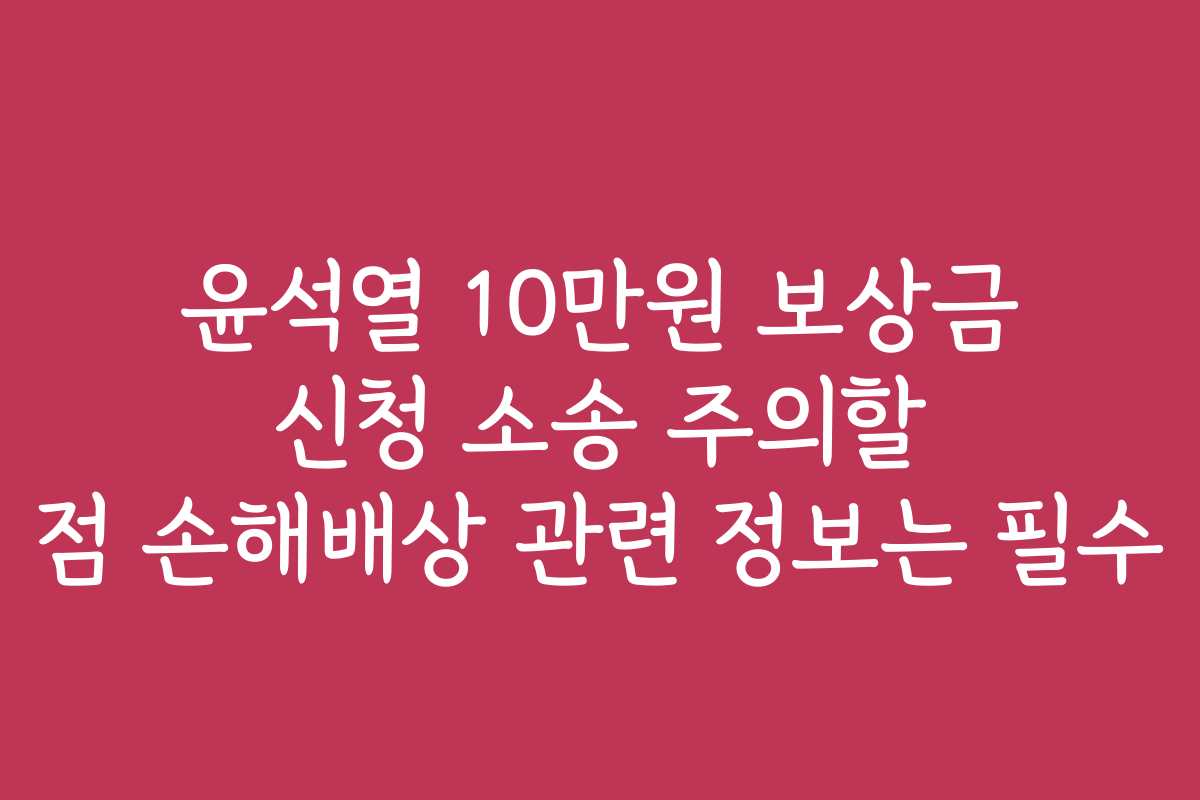 윤석열 10만원 보상금 신청 소송 주의할 점 손해배상 관련 정보는 필수