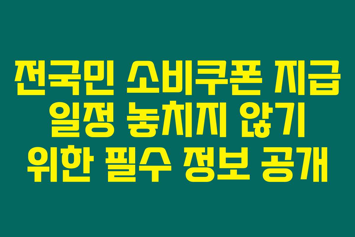 전국민 소비쿠폰 지급 일정 놓치지 않기 위한 필수 정보 공개