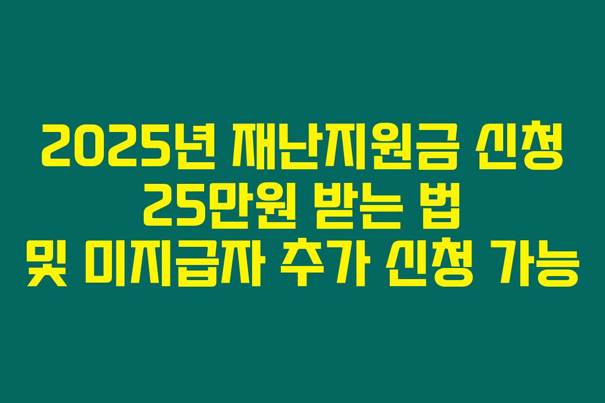 2025년 재난지원금 신청 25만원 받는 법 및 미지급자 추가 신청 가능