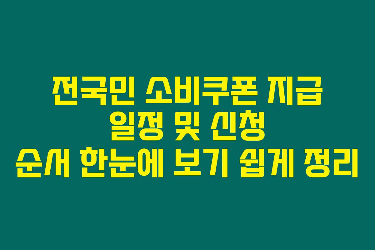 전국민 소비쿠폰 지급 일정 및 신청 순서 한눈에 보기 쉽게 정리