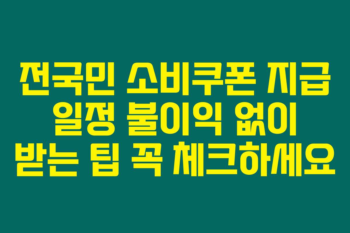 전국민 소비쿠폰 지급 일정 불이익 없이 받는 팁 꼭 체크하세요