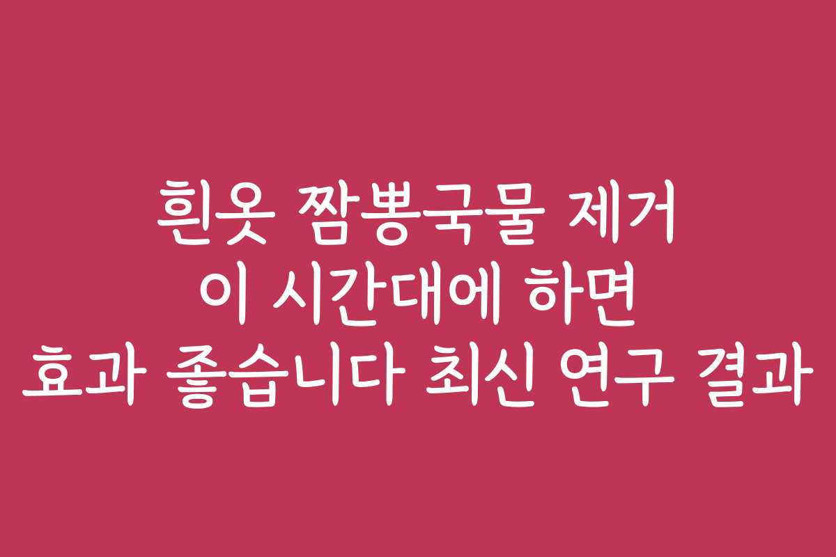흰옷 짬뽕국물 제거 이 시간대에 하면 효과 좋습니다 최신 연구 결과