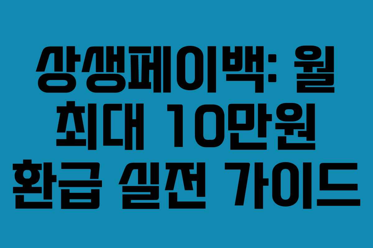상생페이백: 월 최대 10만원 환급 실전 가이드