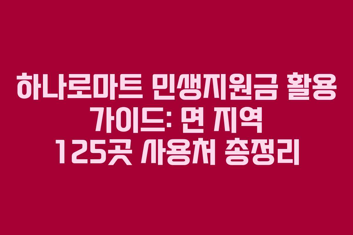 하나로마트 민생지원금 활용 가이드: 면 지역 125곳 사용처 총정리