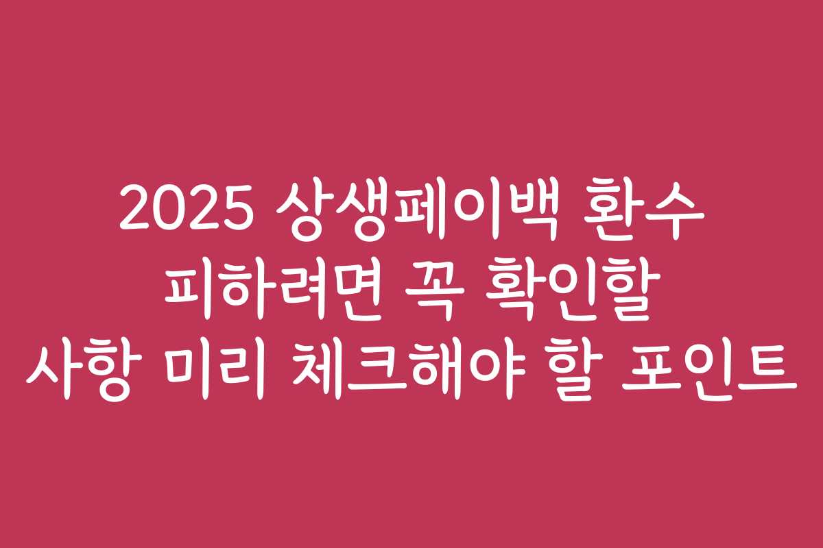 2025 상생페이백 환수 피하려면 꼭 확인할 사항 미리 체크해야 할 포인트