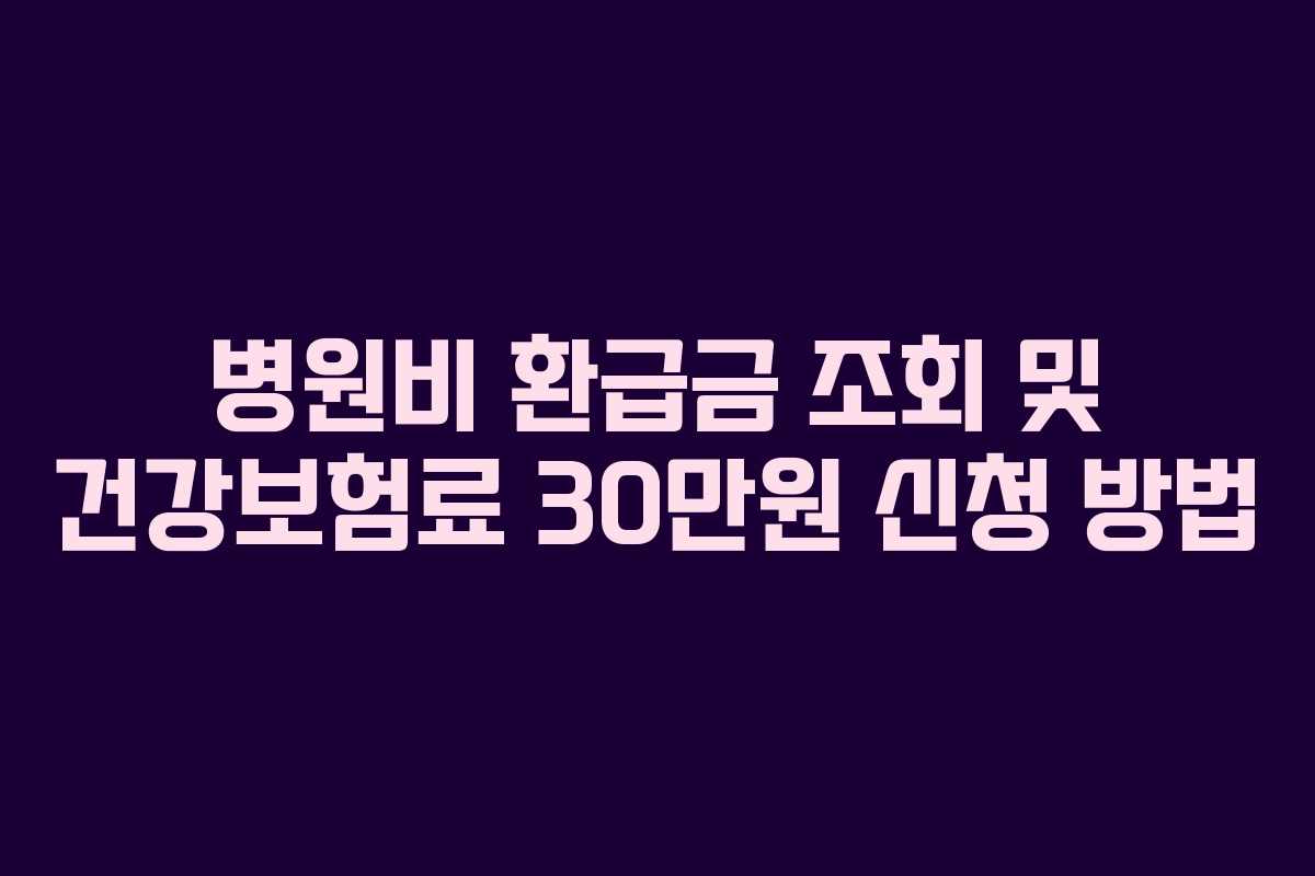 병원비 환급금 조회 및 건강보험료 30만원 신청 방법