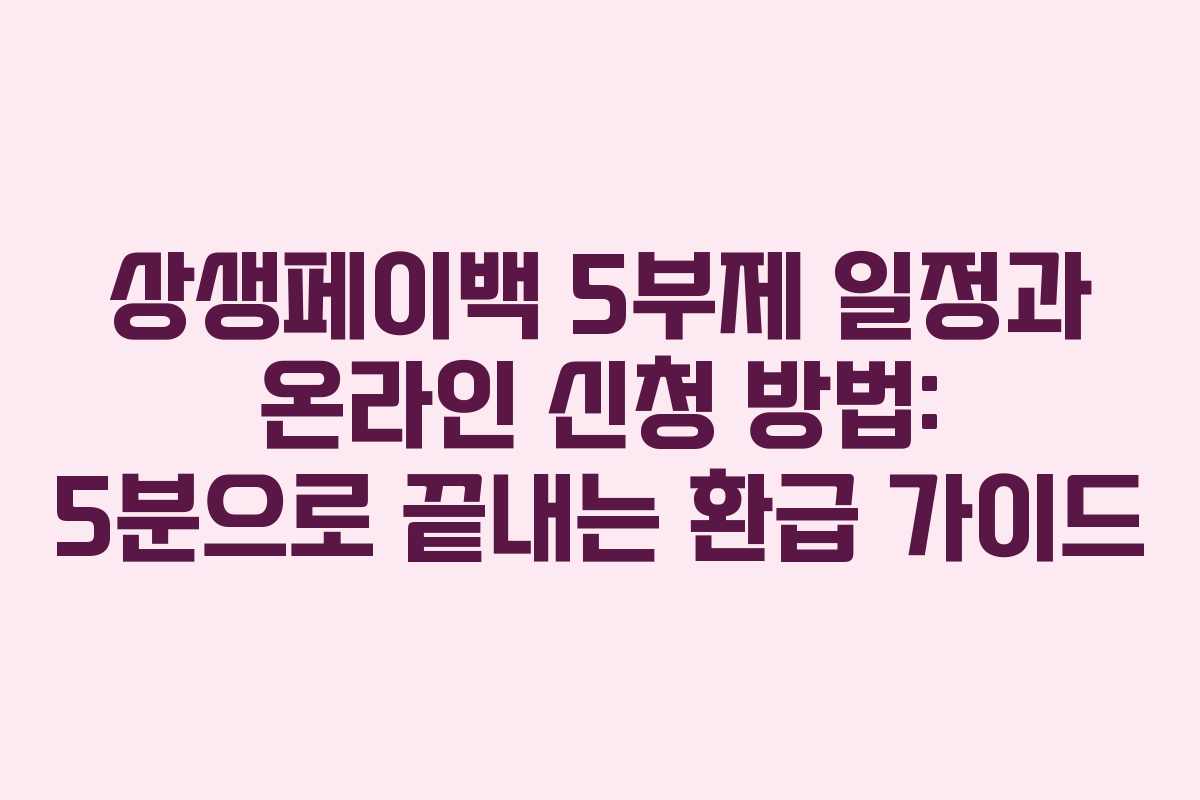 상생페이백 5부제 일정과 온라인 신청 방법: 5분으로 끝내는 환급 가이드