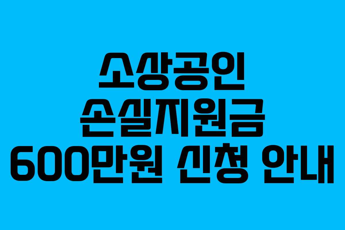 소상공인 손실지원금 600만원 신청 안내