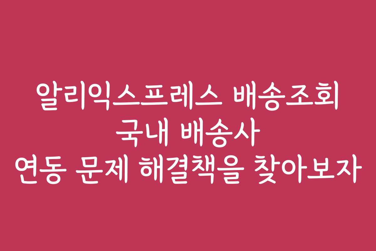 알리익스프레스 배송조회 국내 배송사 연동 문제 해결책을 찾아보자