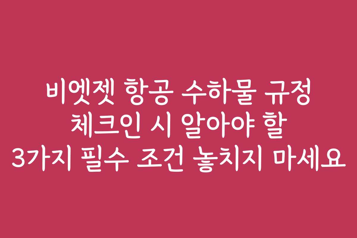 비엣젯 항공 수하물 규정 체크인 시 알아야 할 3가지 필수 조건 놓치지 마세요