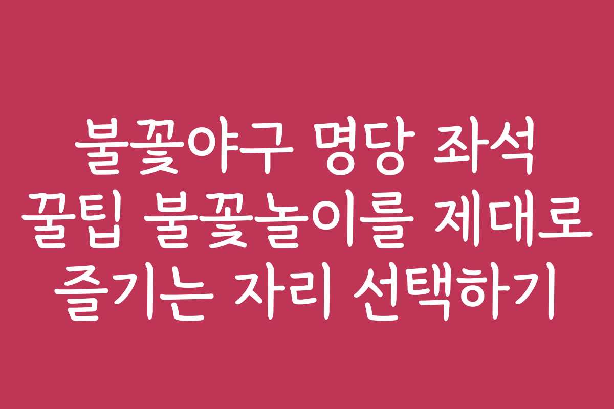 불꽃야구 명당 좌석 꿀팁 불꽃놀이를 제대로 즐기는 자리 선택하기