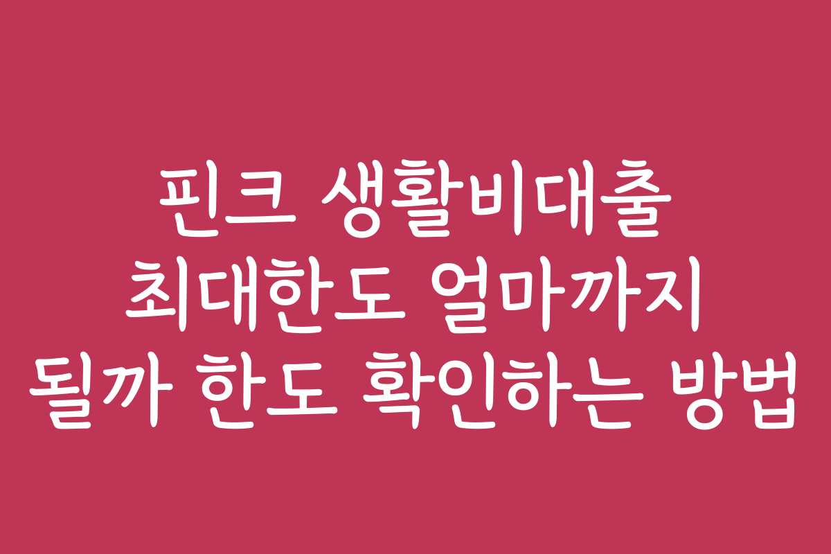 핀크 생활비대출 최대한도 얼마까지 될까 한도 확인하는 방법