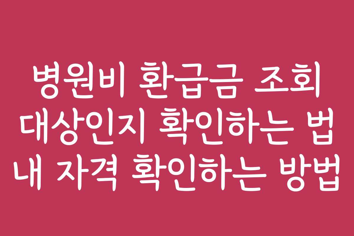병원비 환급금 조회 대상인지 확인하는 법 내 자격 확인하는 방법