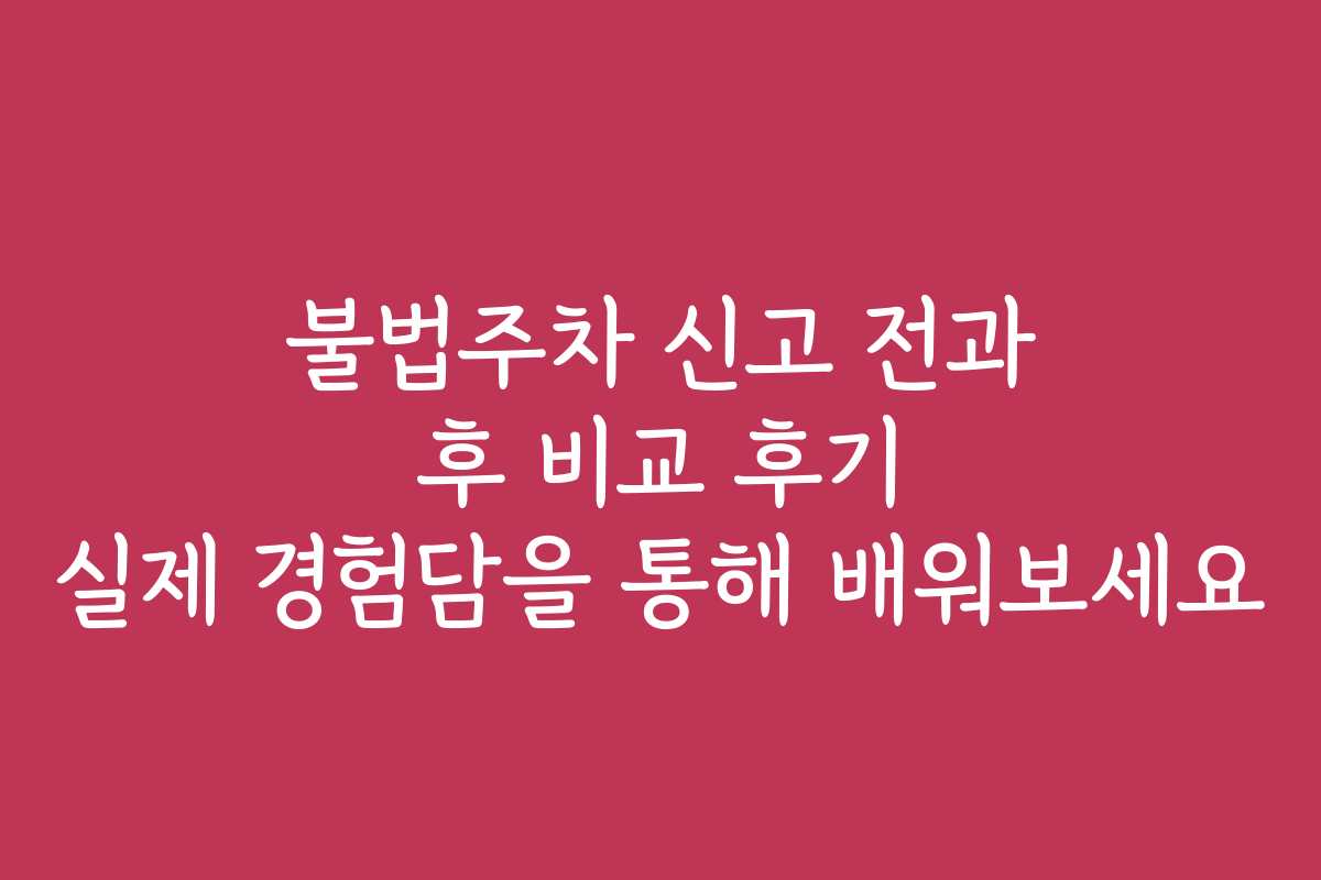 불법주차 신고 전과 후 비교 후기 실제 경험담을 통해 배워보세요
