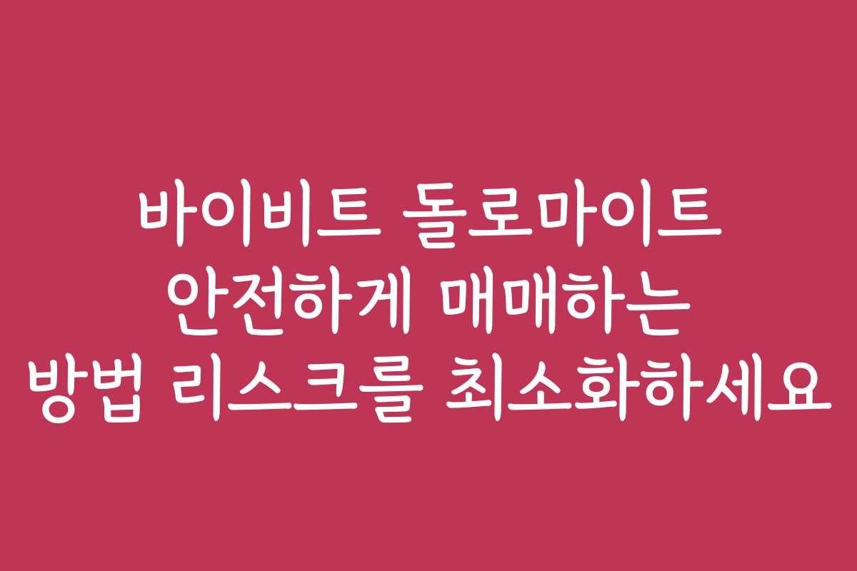 바이비트 돌로마이트 안전하게 매매하는 방법 리스크를 최소화하세요