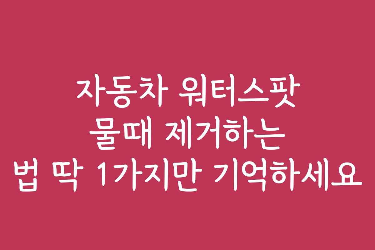 자동차 워터스팟 물때 제거하는 법 딱 1가지만 기억하세요