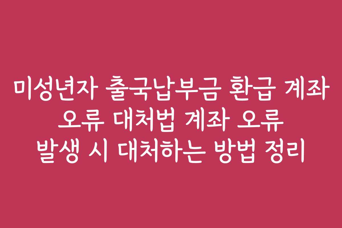 미성년자 출국납부금 환급 계좌 오류 대처법 계좌 오류 발생 시 대처하는 방법 정리