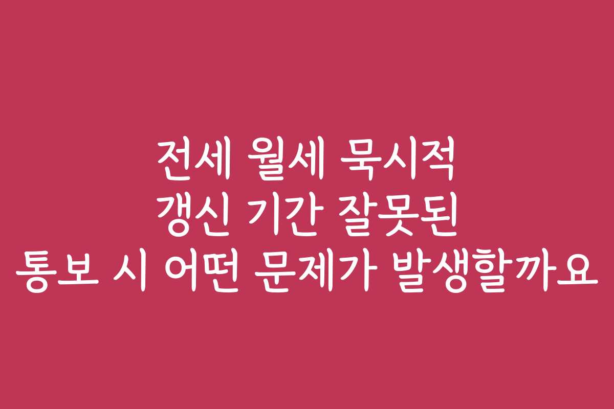 전세 월세 묵시적 갱신 기간 잘못된 통보 시 어떤 문제가 발생할까요