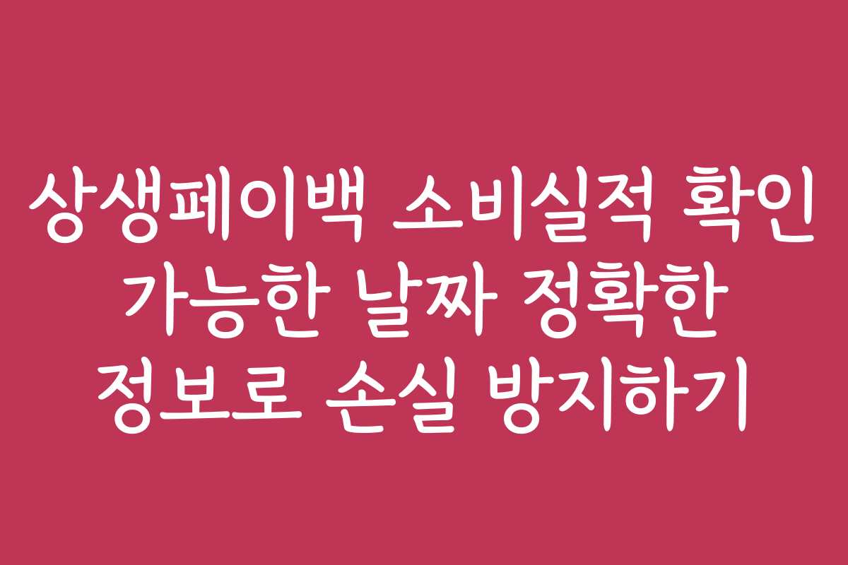 상생페이백 소비실적 확인 가능한 날짜 정확한 정보로 손실 방지하기