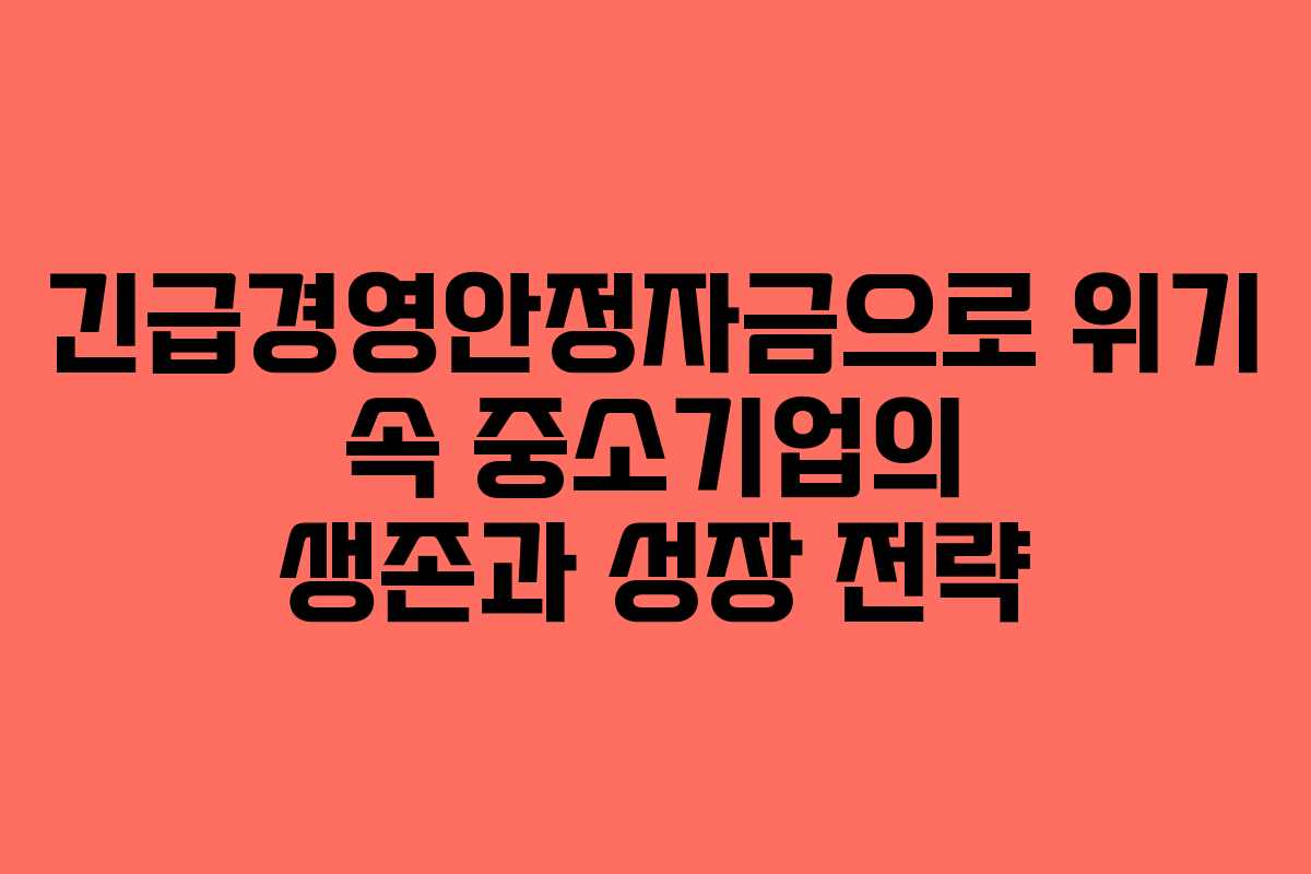 긴급경영안정자금으로 위기 속 중소기업의 생존과 성장 전략