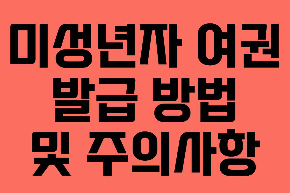 미성년자 여권 발급 방법 및 주의사항