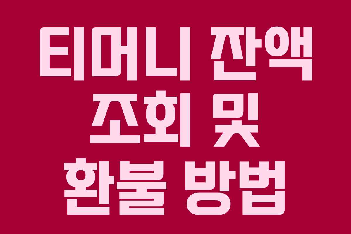 티머니 잔액 조회 및 환불 방법