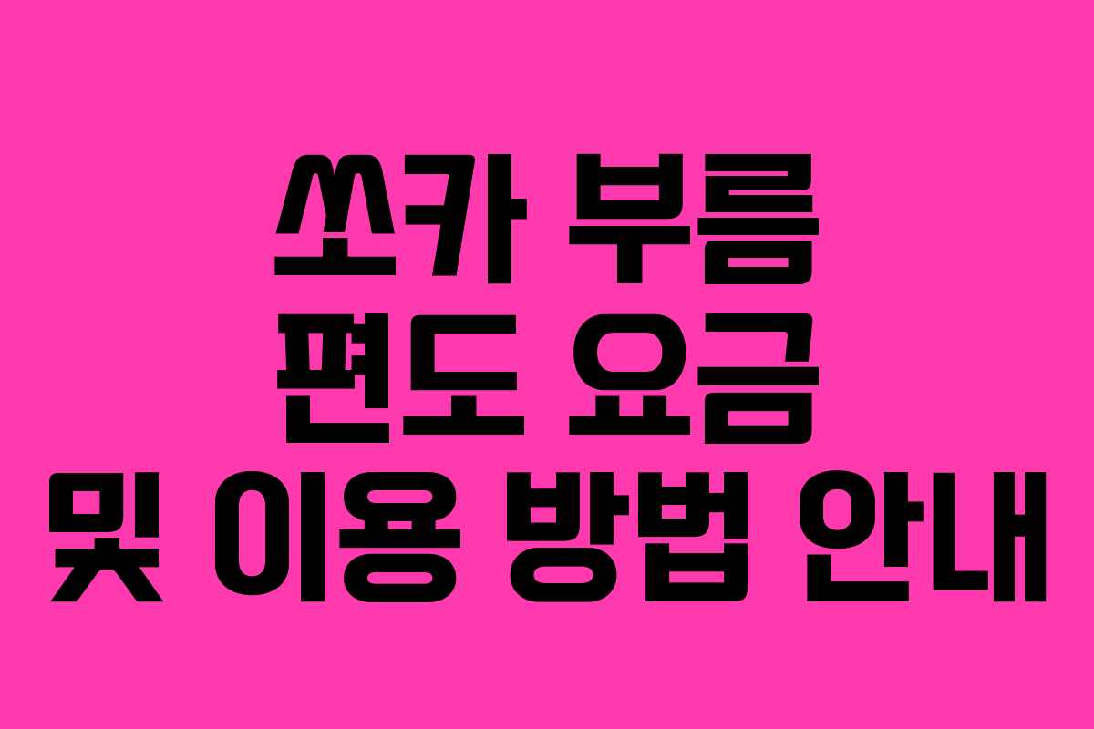 쏘카 부름 편도 요금 및 이용 방법 안내