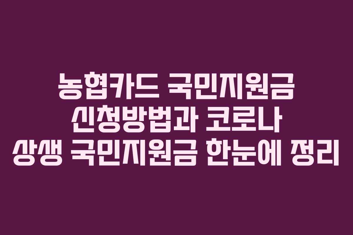 농협카드 국민지원금 신청방법과 코로나 상생 국민지원금 한눈에 정리