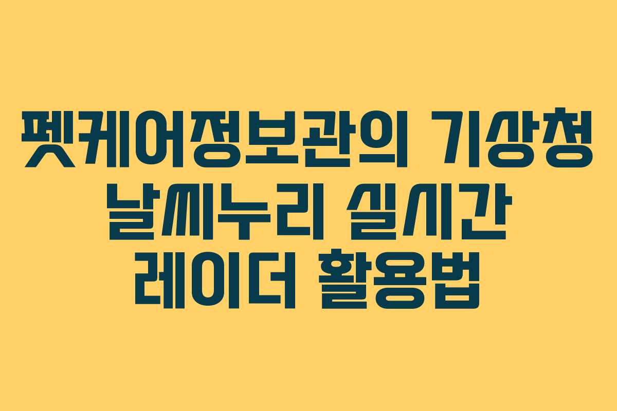 펫케어정보관의 기상청 날씨누리 실시간 레이더 활용법