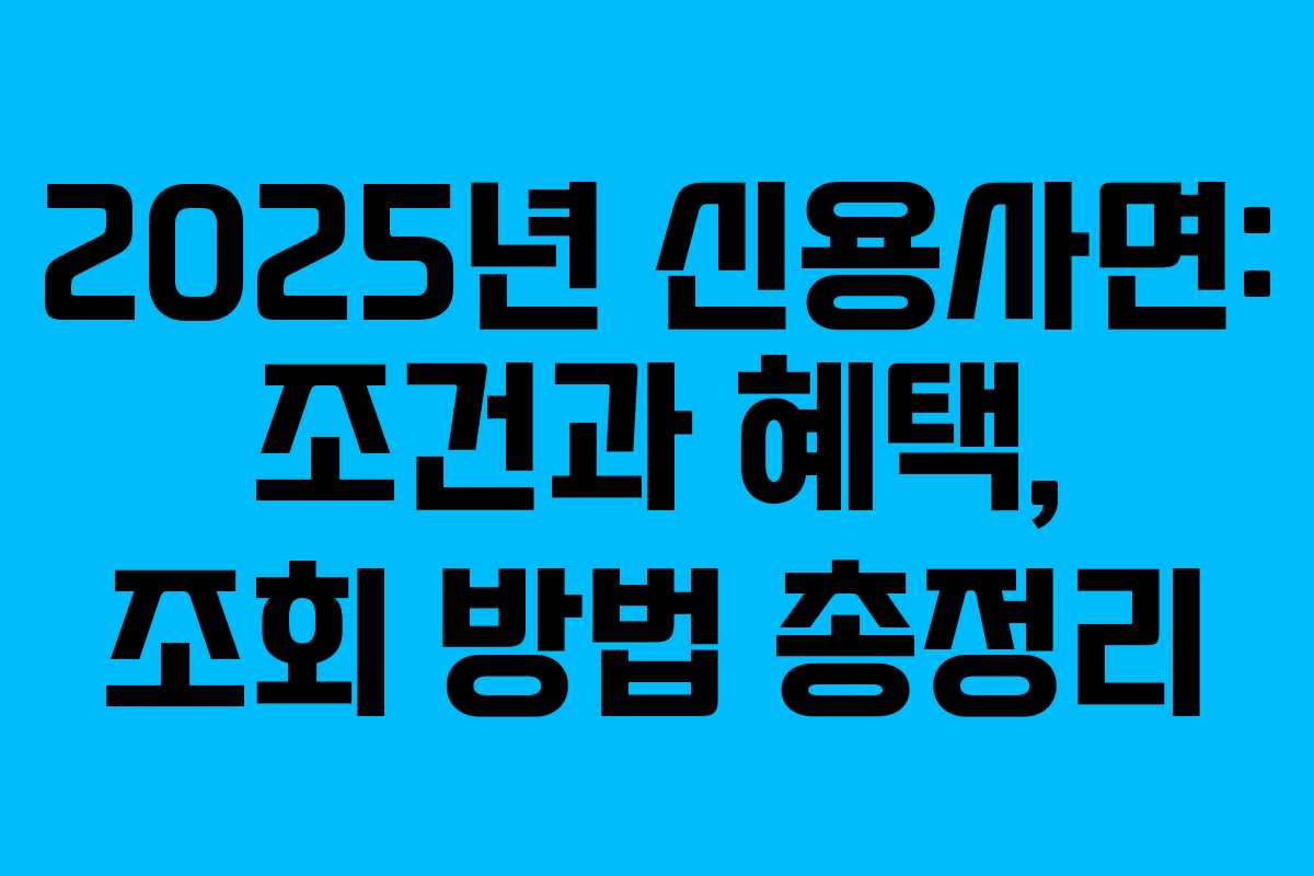 2025년 신용사면: 조건과 혜택, 조회 방법 총정리