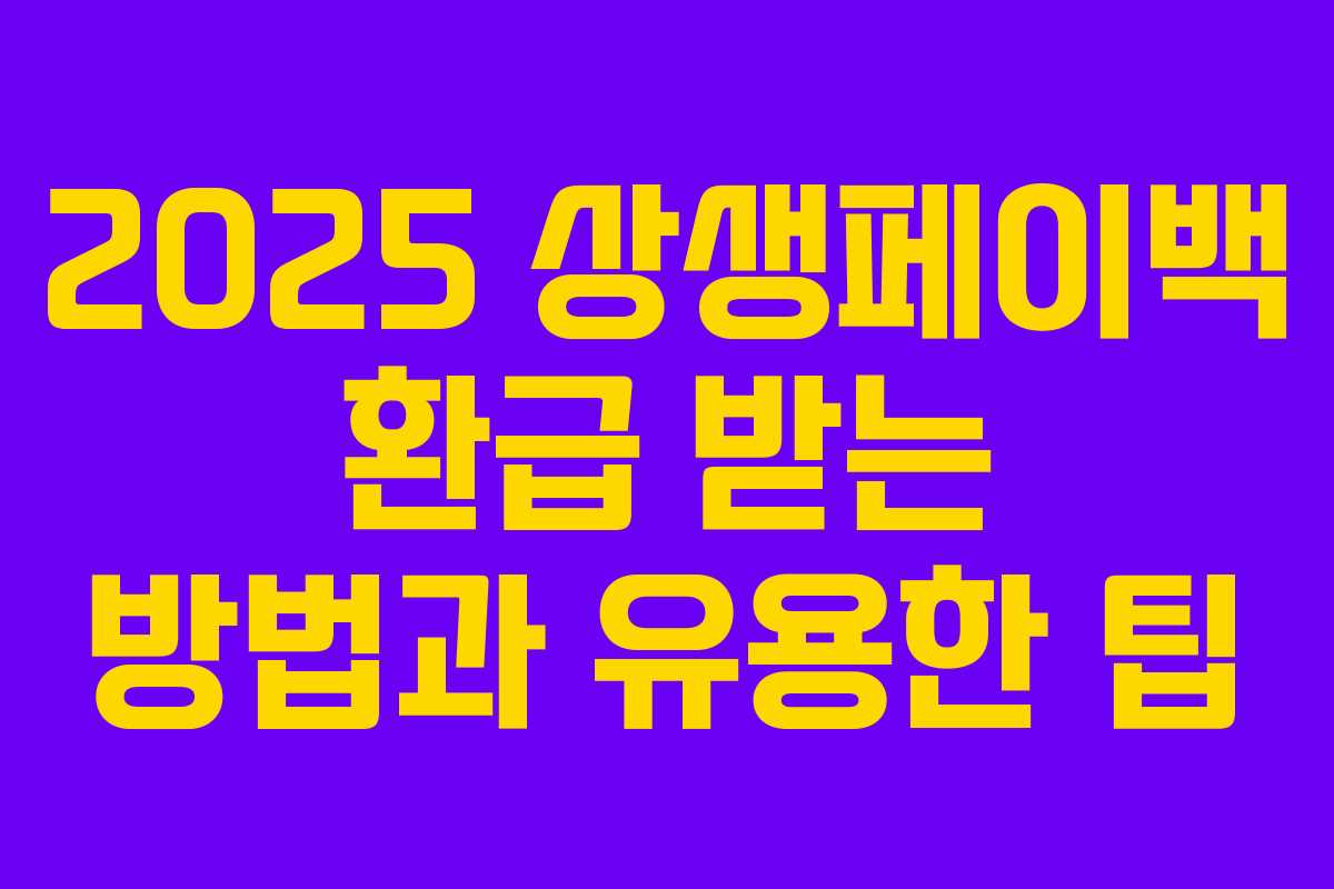 2025 상생페이백 환급 받는 방법과 유용한 팁