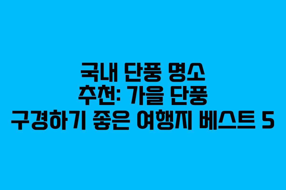 국내 단풍 명소 추천: 가을 단풍 구경하기 좋은 여행지 베스트 5