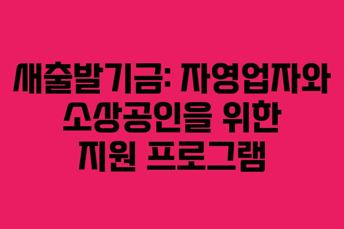 새출발기금: 자영업자와 소상공인을 위한 지원 프로그램