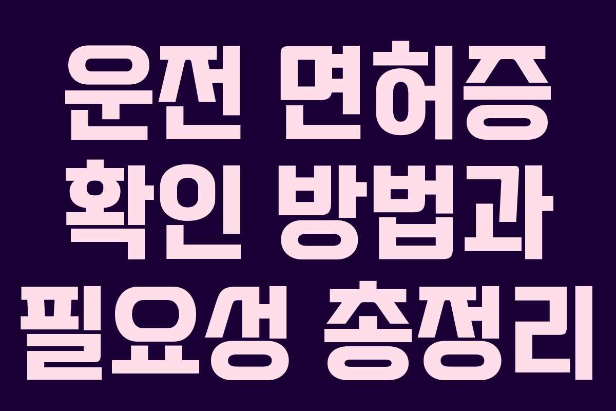 운전 면허증 확인 방법과 필요성 총정리