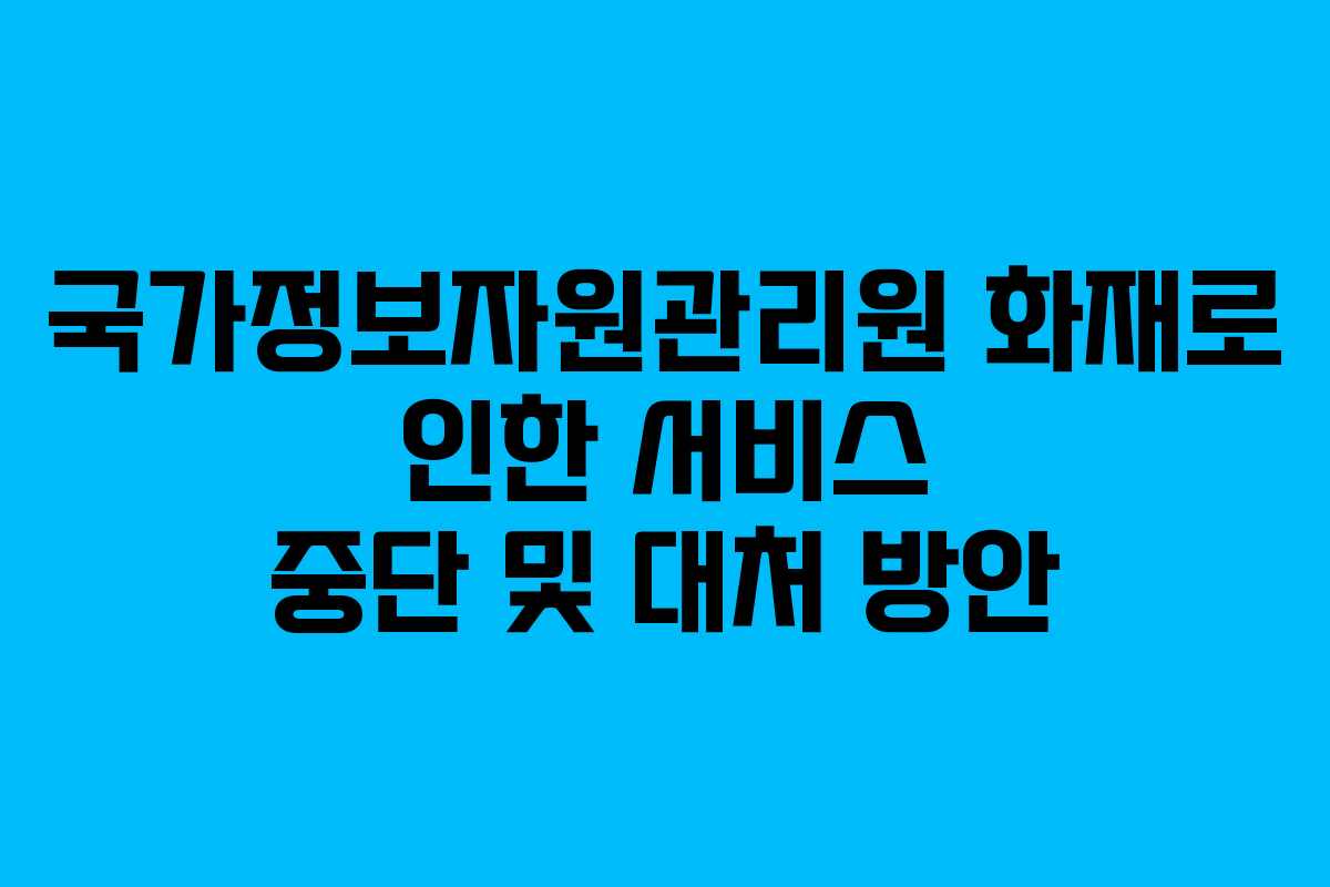 국가정보자원관리원 화재로 인한 서비스 중단 및 대처 방안