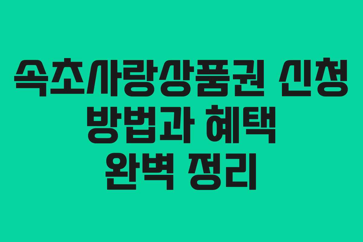 속초사랑상품권 신청 방법과 혜택 완벽 정리